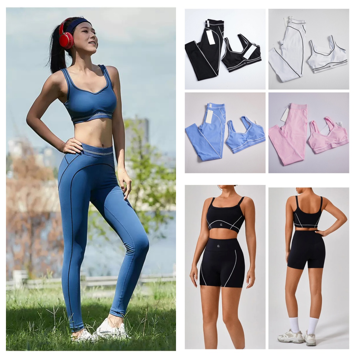New designer Yoga Sets Sports Heart Throb Bra+Leggings High End White Striped Pants sports skirt Set Summer Women's Running Fitness Gym setly women