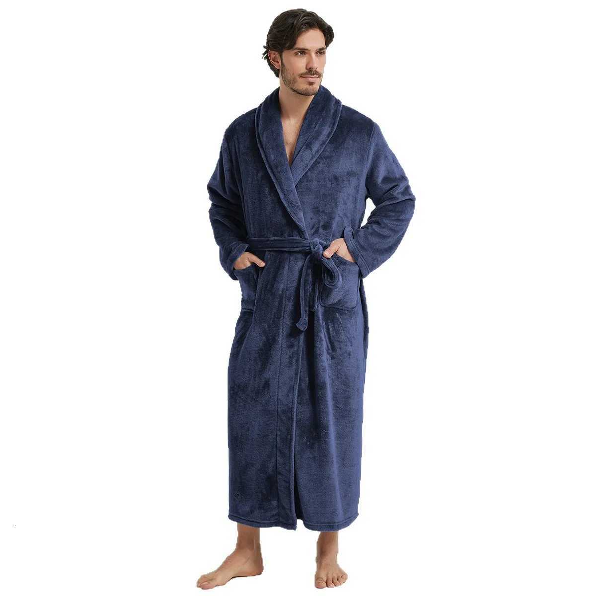 American-Style Autumn/Winter Couples New Bathrobe Morning Robe Nightgown Mens Winter Pyjamas Homewear Flannel Nightgown C251216