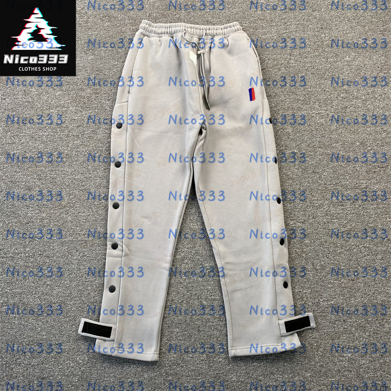 FOG Gray and black co-branded removable button design cotton loose versatile men and women drawstring straight casual pants sweat pants