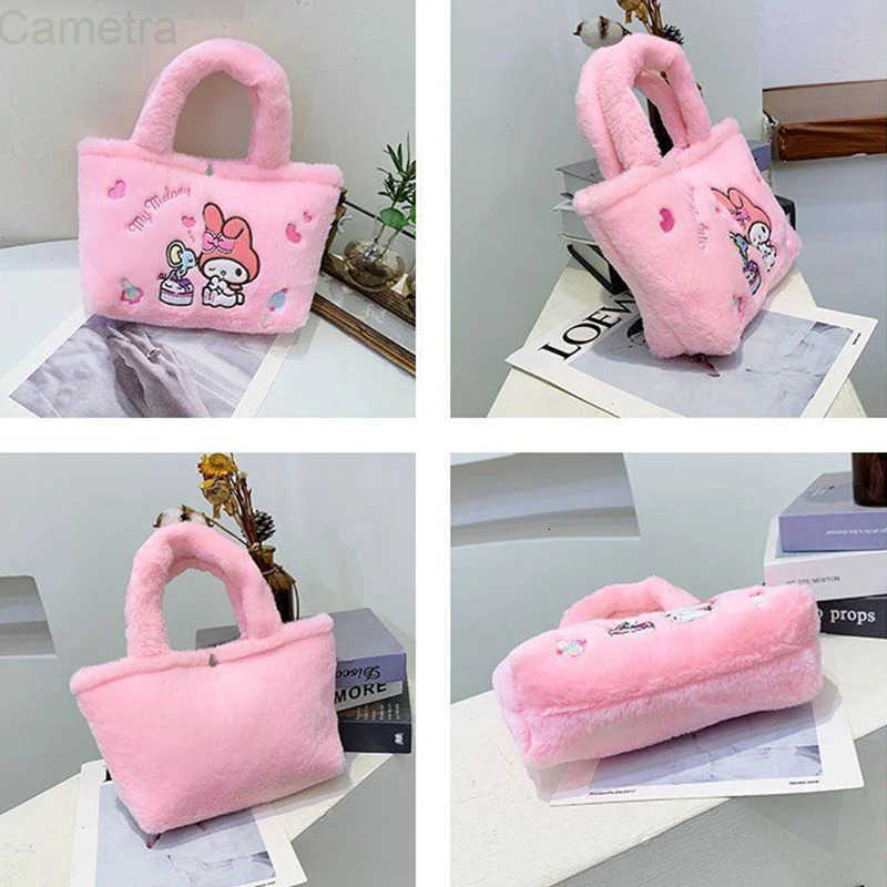 Sanrio Kawaii Plush Bag Kuromi Backpack Anime Melody Cinnamoroll Plushie Handbags Pochacco Cartoon Stuffed Bag for Girls Gifts H251216