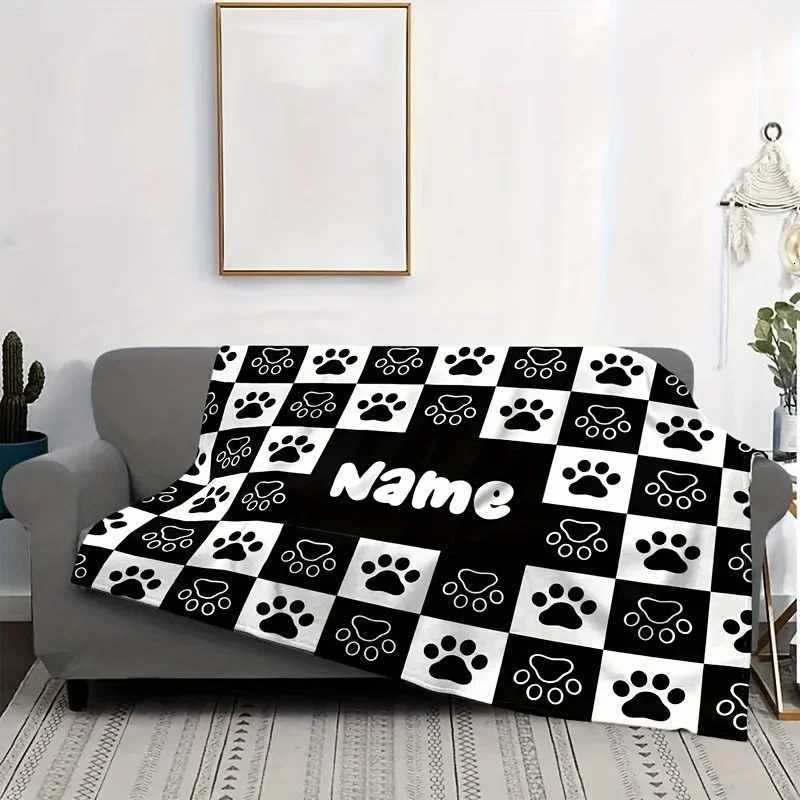 1pc Cozy Customized Dog Paw Print Blanket with Name Soft Flannel for Beach Car Sofa Office Pet Use Available in Various Sizes H251216 - view 3