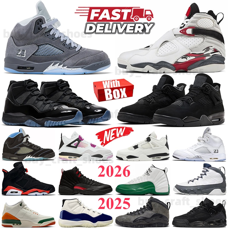 Designer Basketball Shoes 2026 2025 4s 5s 11s 12s 3s With Box Womens Mens Black Cat Gamma Blue SoleFly Miami Bloodline University Blue Wolf Grey 8 Bugs Bunny Sport Shoes