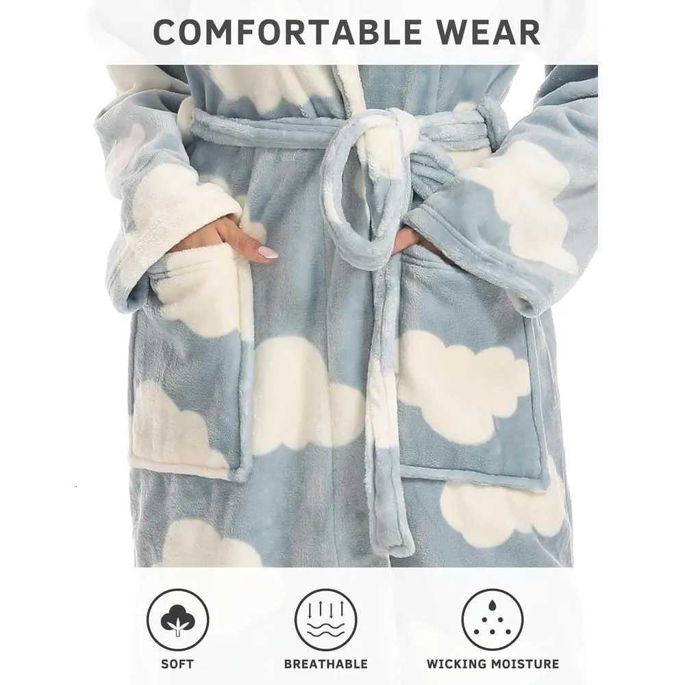 Luxury Plush Womens Fleece Bathrobe - Long Warm Robe for Comfort C251216