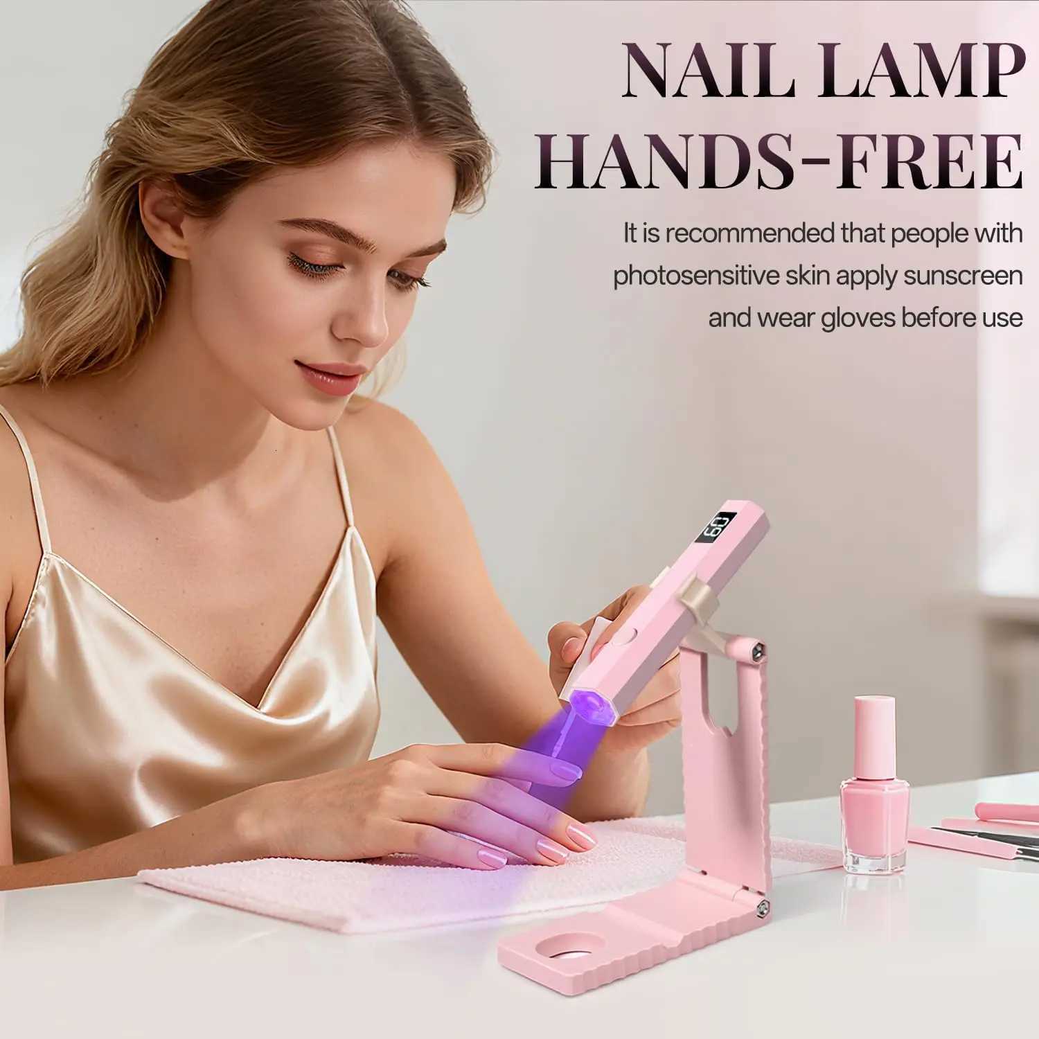 Convenient Handheld UV/LED Nail Lamp Set Handheld Light with Stand LCD Display USB Gel Nail Dryer for Quick Curing AllT251216