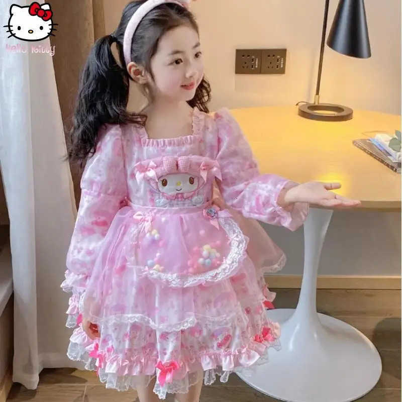 Sanrio Girl My Melody Halloween Princess Dress Kawaii Spring Autumn New Anime Cartoon Childrens Lolita Dress Christmas Birthday H251216