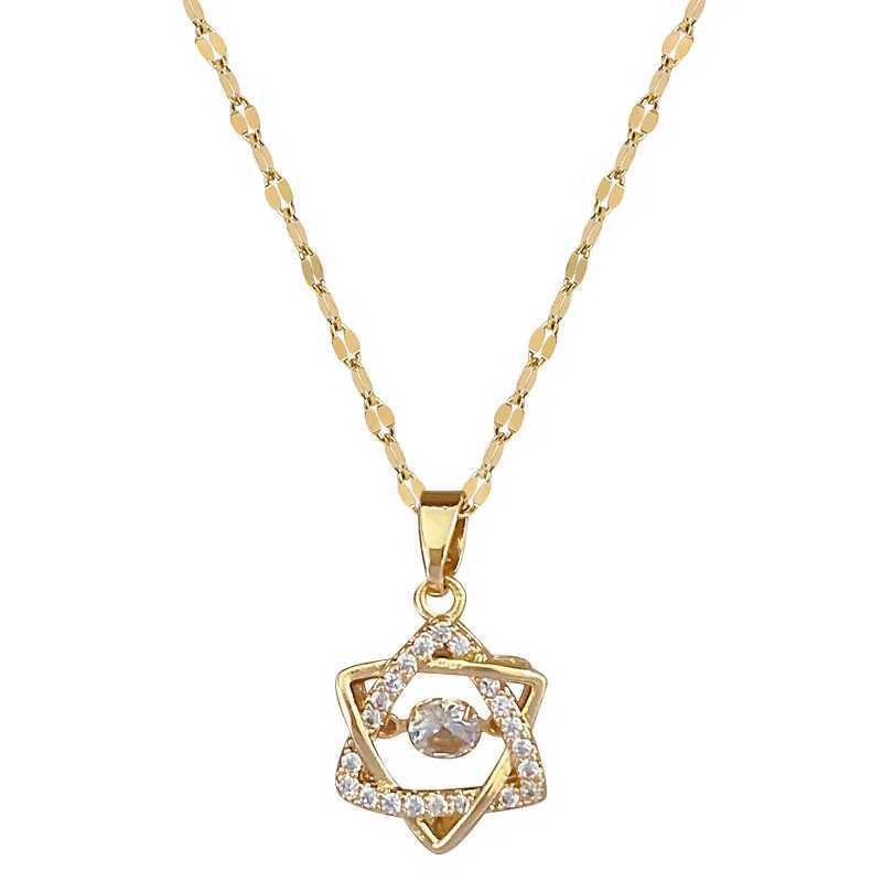 Stainless Steel Jumping David Star Six Stars Dynamic Necklace Instagram Unique Design Versatile Crystal Pendant Fashion Jewelry M251216