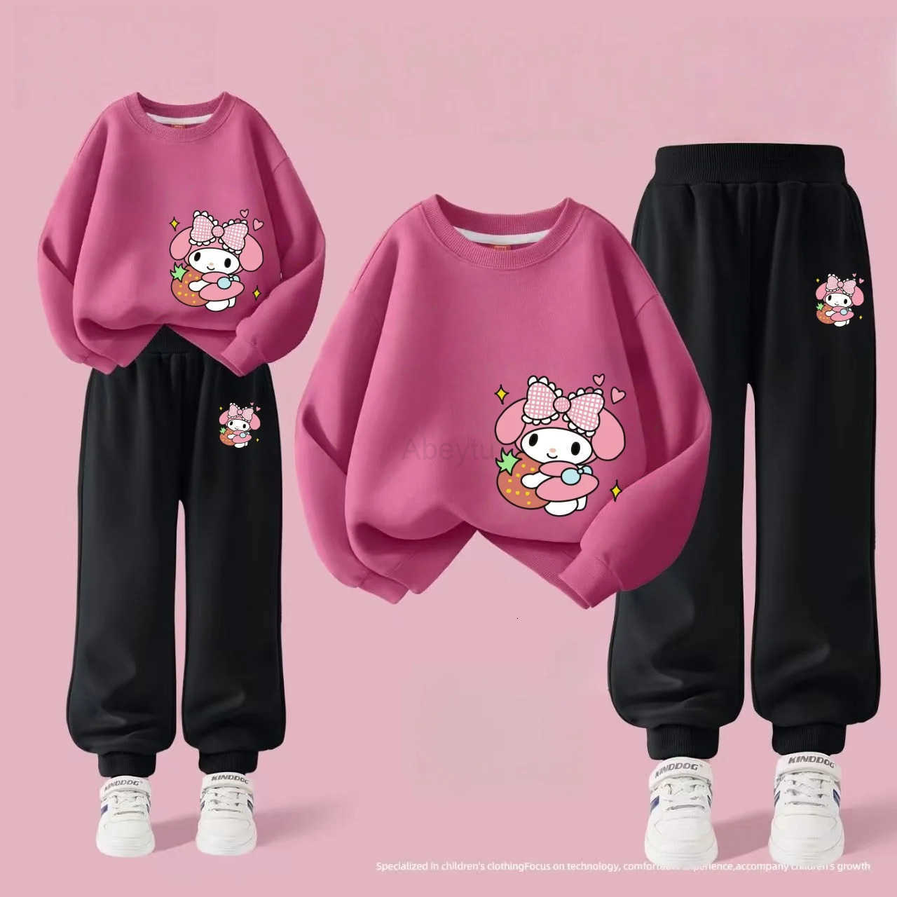 Sanrio Autumn Baby Girl Clothes Set Cartoon Printed Pullover Sweatshirts Top And Pants Bottom 2 Pieces Suit Kid Children Boy Tracksuits H251216