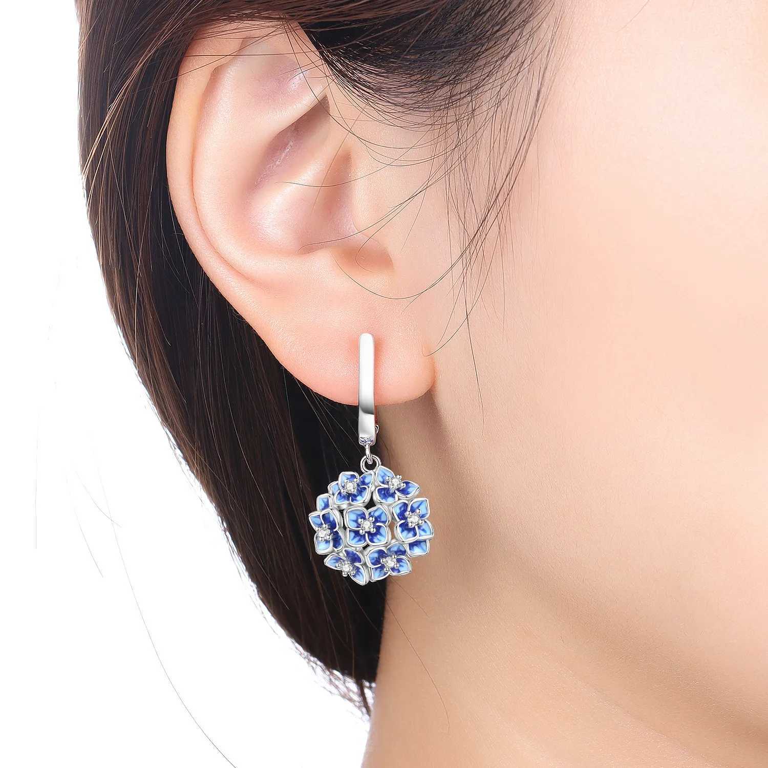 S925 Sterling Silver Needle Blue Hydrangea Flower Earrings for Womens Wedding Fashion High Quality Jewelry MAPle G251216