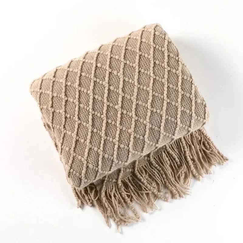 Nordic Faux Cashmere Sofa Blanket Office Nap Comfortable Bedspread Soft Homestay Decoration Blanket Thick Winter Knitted Shawl H251216 - view 6