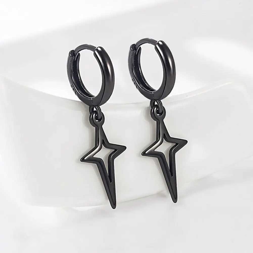 Classics Pointed North Star Small Hoop Earring For Women Silver Color Drop Earrings TrenDY Hollow Star Earring G251216