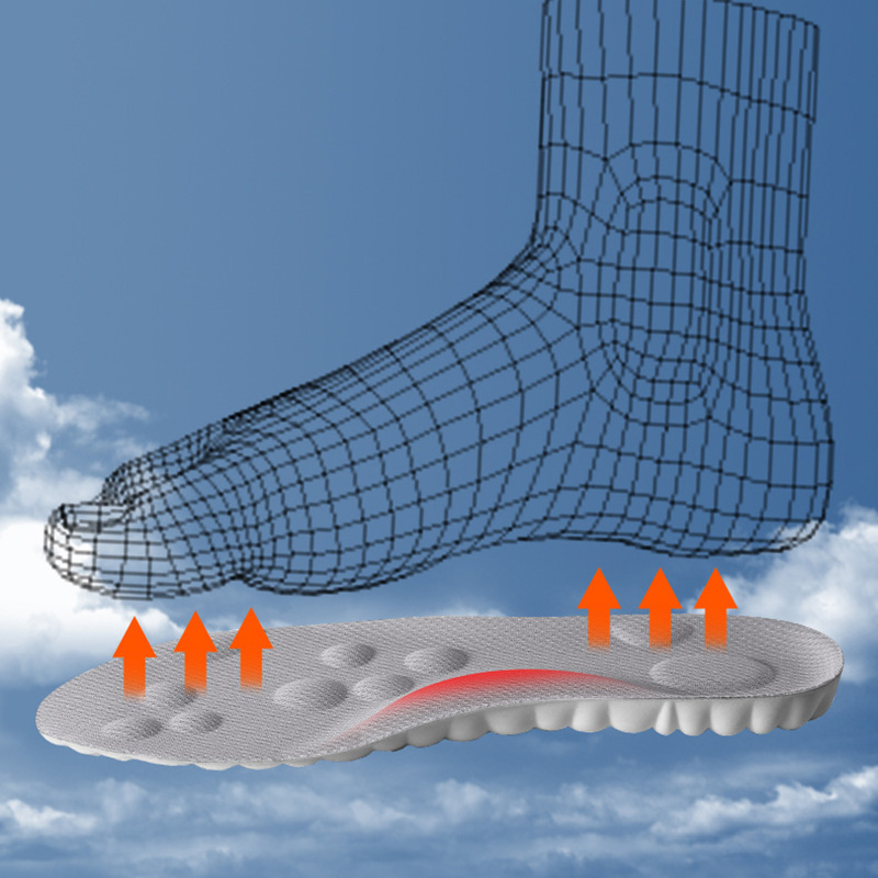 4D Cloud Technology PU Massage Arch Support Insoles High Elasticity Shock Absorption Odor Control Sweat Absorption Comfortable Walking Sports Insoles 