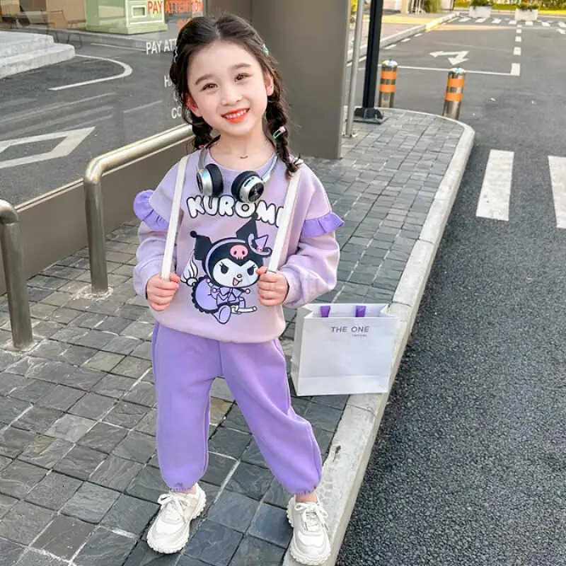 Sanrio Hello Kitty Tops Set Girls Spring Sports 2024 New Fashionable Stylish Cartoon Kuromi Clothes 11 12 Years Girls Winter H251216