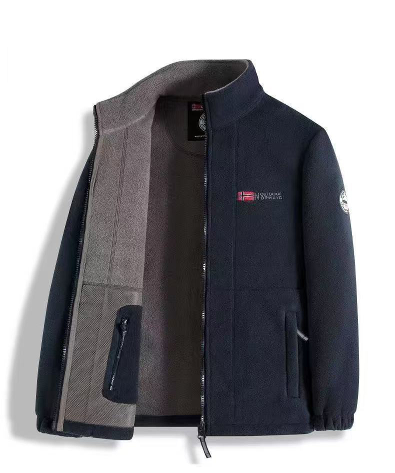 Wholesale outdoor autumn winter Norwegian men's fleece jacket with thick fleece for couples, fleece warm jacket, cotton jacket
