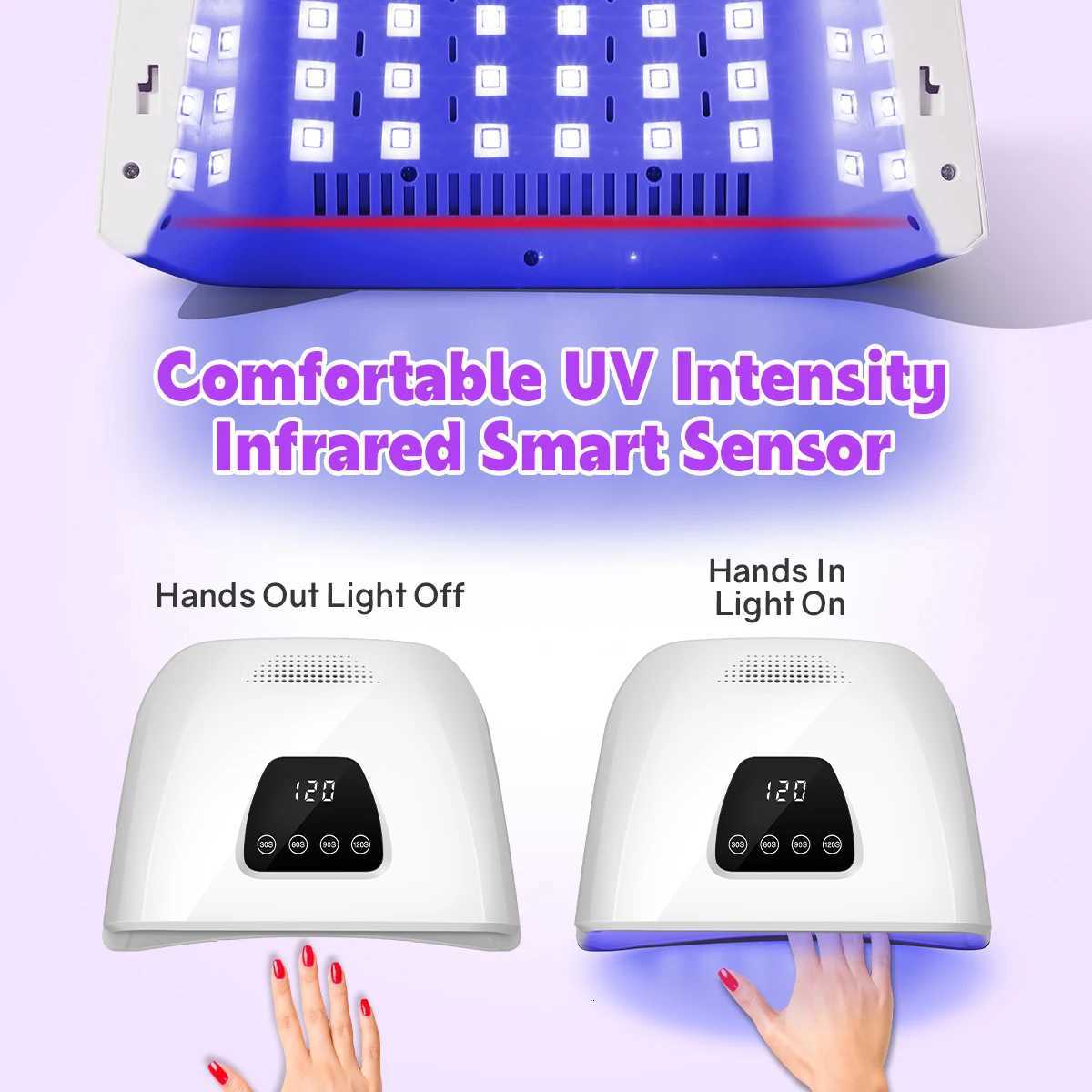 Powerful UV LED Nail Lamp Professional 72 LEDs Nail Dryer with Heat Sink LCD Display Nail Dryer With Smart Sensor Nail Salon UseT251216