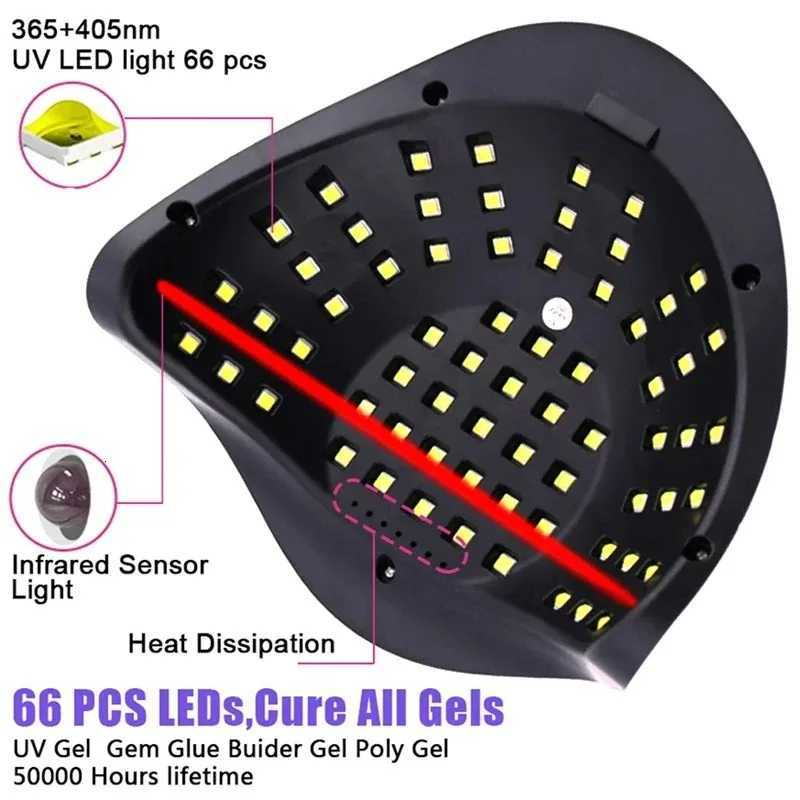 66LEDS Professional Nail Drying Lamp for Manicure Nails Gel Polish Drying Machine with Auto Sensor UV LED Nail LampT251216