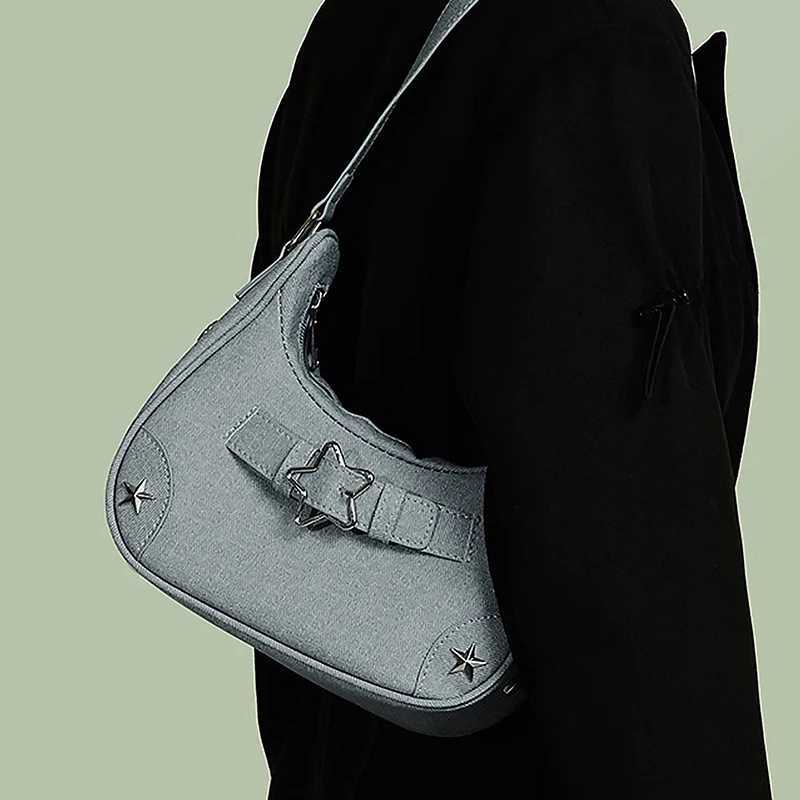 Vintage Casual Cute White Star Shoulder Underarm Tote Bag Ladies Sling Bags Leather Zip Purses Handbags For Women M251216