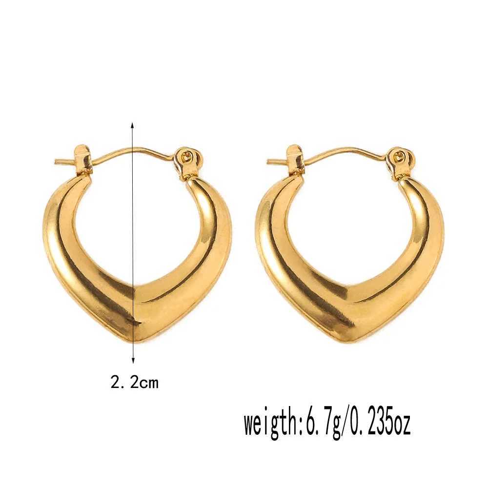 French Heart-shaped Stainless Steel Earrings Non Fading Womens Gold Color Metal Earrings Jewelry Accessories G251216