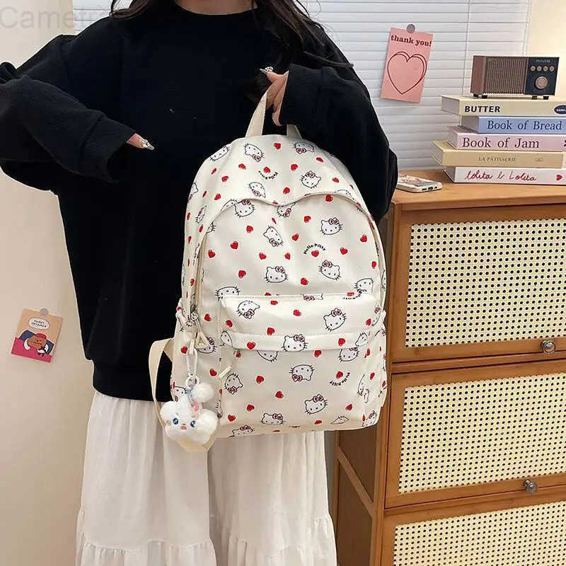 Sanrio Hello Kitty Backpack Children Schoolbag Student High-Capacity Zipper Bag Kawaii Cartoon Fashion New Style School Supplies H251216