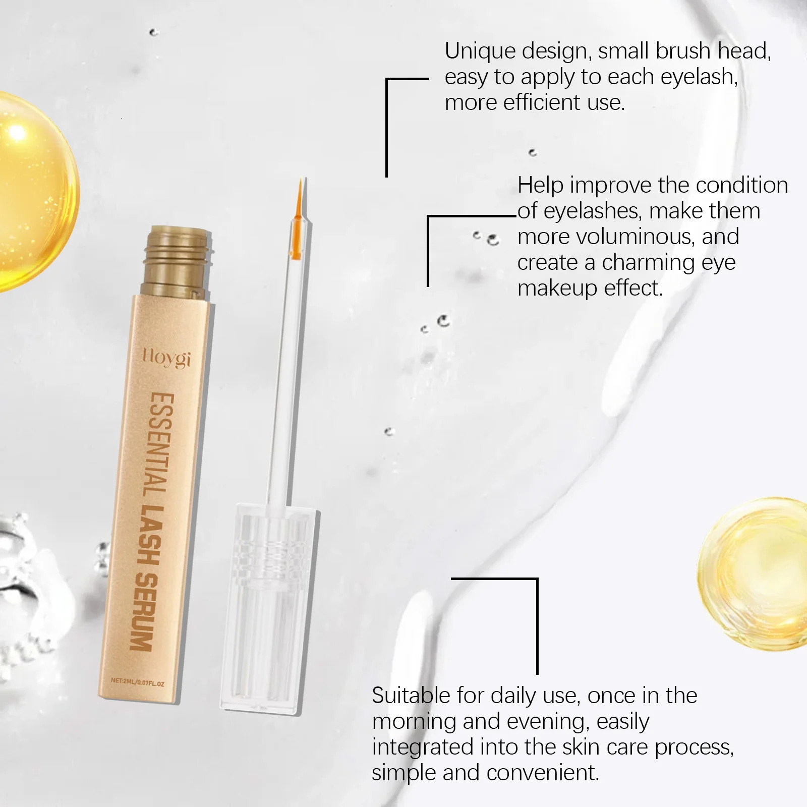 Hoygi 2ml Lash Enhancing Serum Natural Looking Lift and Definition Smudge Proof Flex Hold Formula Clump Free Daily Mascara 251204