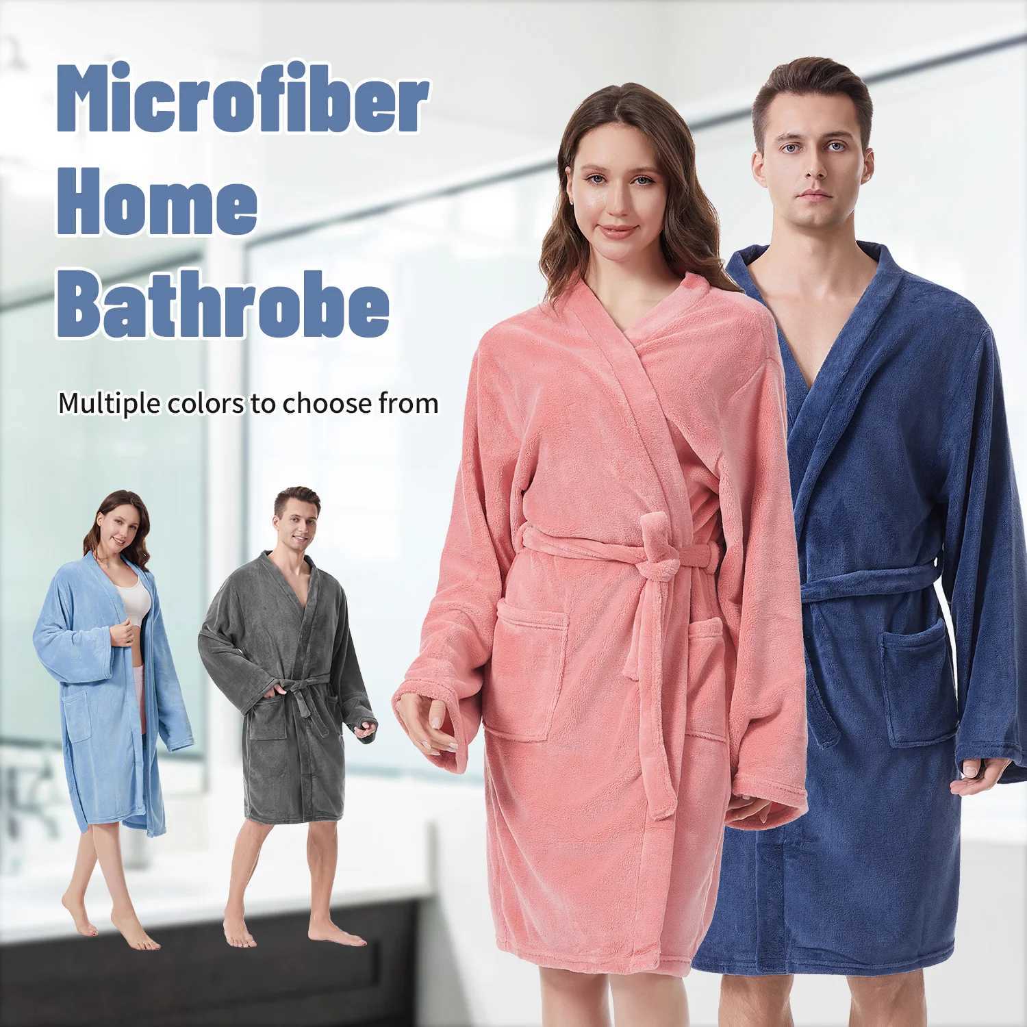 Mutao Bathrobes with Belt For MenWomen Fleece Soft Fluffy Bathrobe Plush Cozy Long Spa Robe Water absorption Quick drying C251216