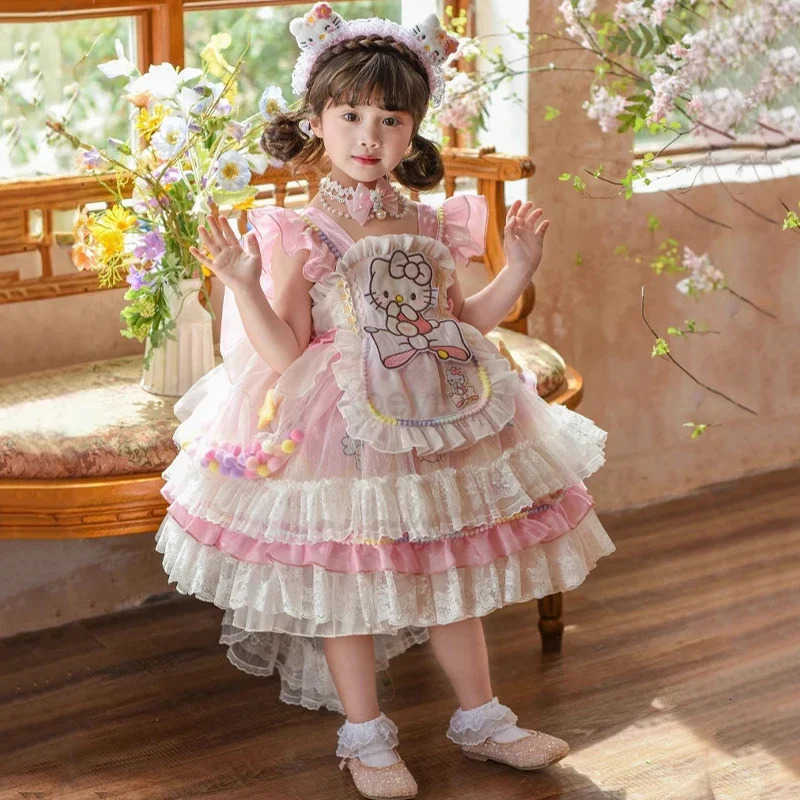 Sanrio Hello Kitty Dress Lolita Dress Girls Party Skirt Girl Kids Dress Childrens Clothes Girls Clothes Kawaii Anime Birthday Gift H251216
