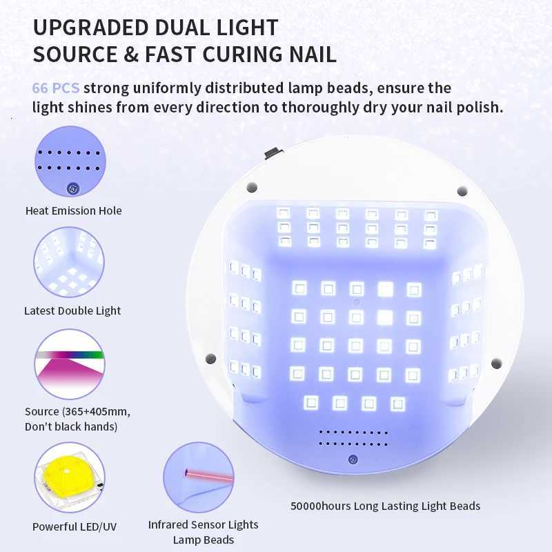 66LEDS Rechargeable UV LED Nail Lamp Professional Cordless Gel Polish Drying Lamp For Manicure With Built-in Battery Nail ArtT251216