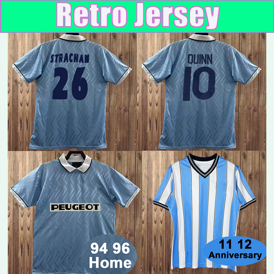 1994 2012 Coventry City QUINN RETRO Mens Soccer Jerseys STRACHAN Home Light Blue Football Shirt Short Sleeve Vintage Adult Uniforms