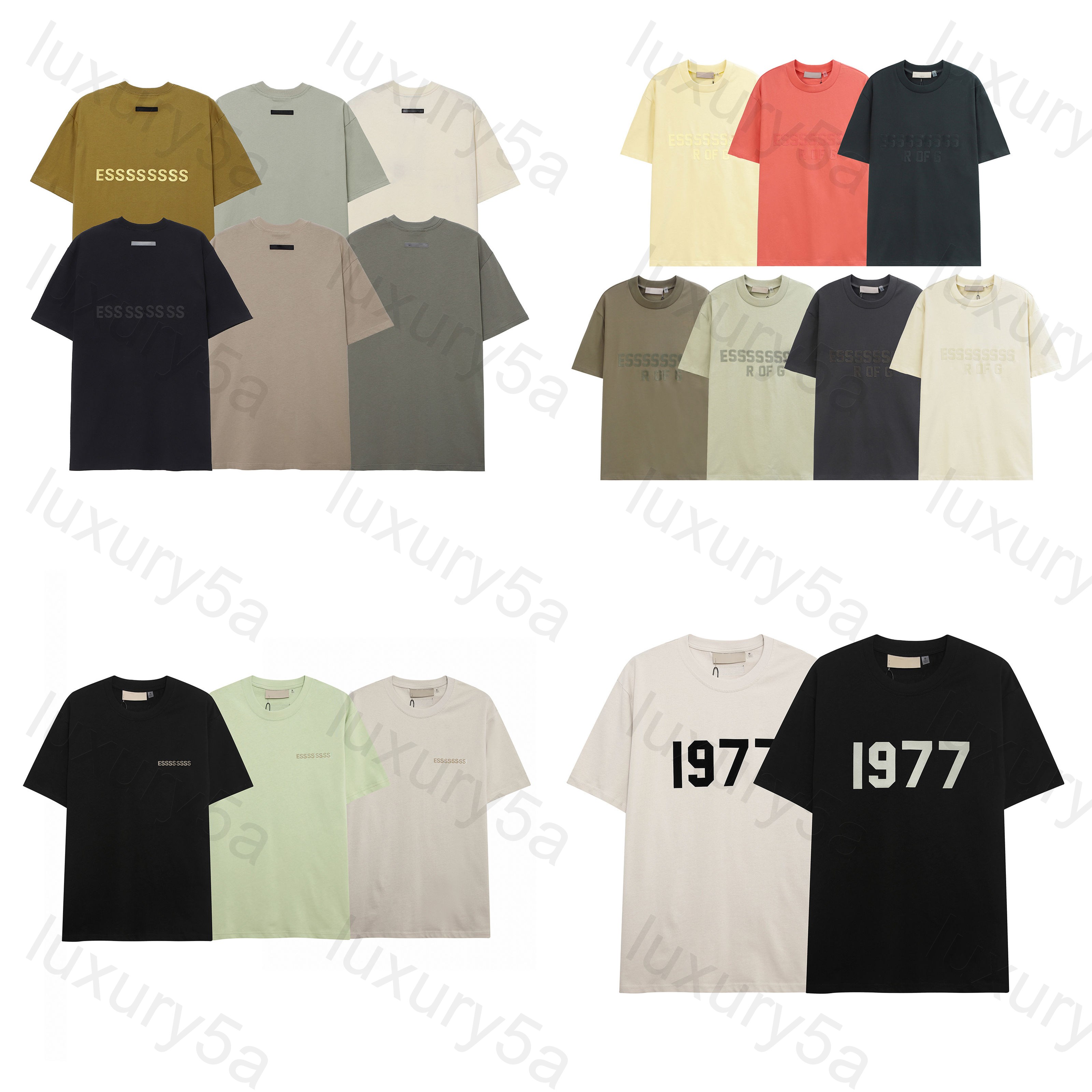 essintals Summer Trend Designer T-Shirts Men's Letters Printed Cotton Short Sleeved Loose Fattened Tops Plus Size Mens Womens T-shirt