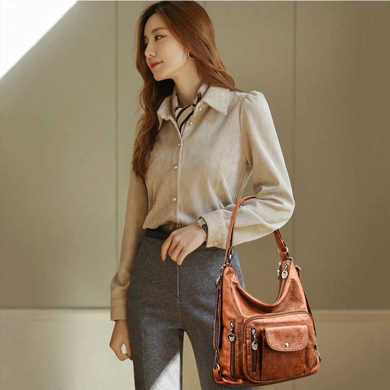 Vintage Female Shoulder Crossbody Bags Fashion PU Leather Large Capacity Hobo Bag For Women Casual Travel Handbag Purse Totes M251216