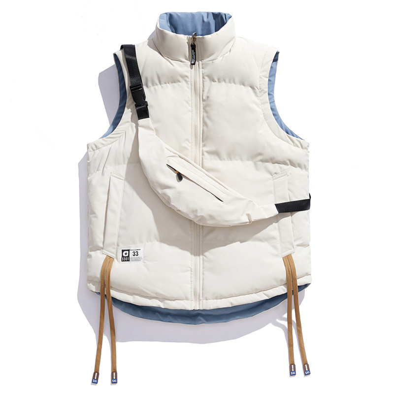 Streetwear Reversible Down Vest for Men - Autumn Winter, Thickened & Warm, Sleeveless Gilet, Couple Matching Vest Outerwear