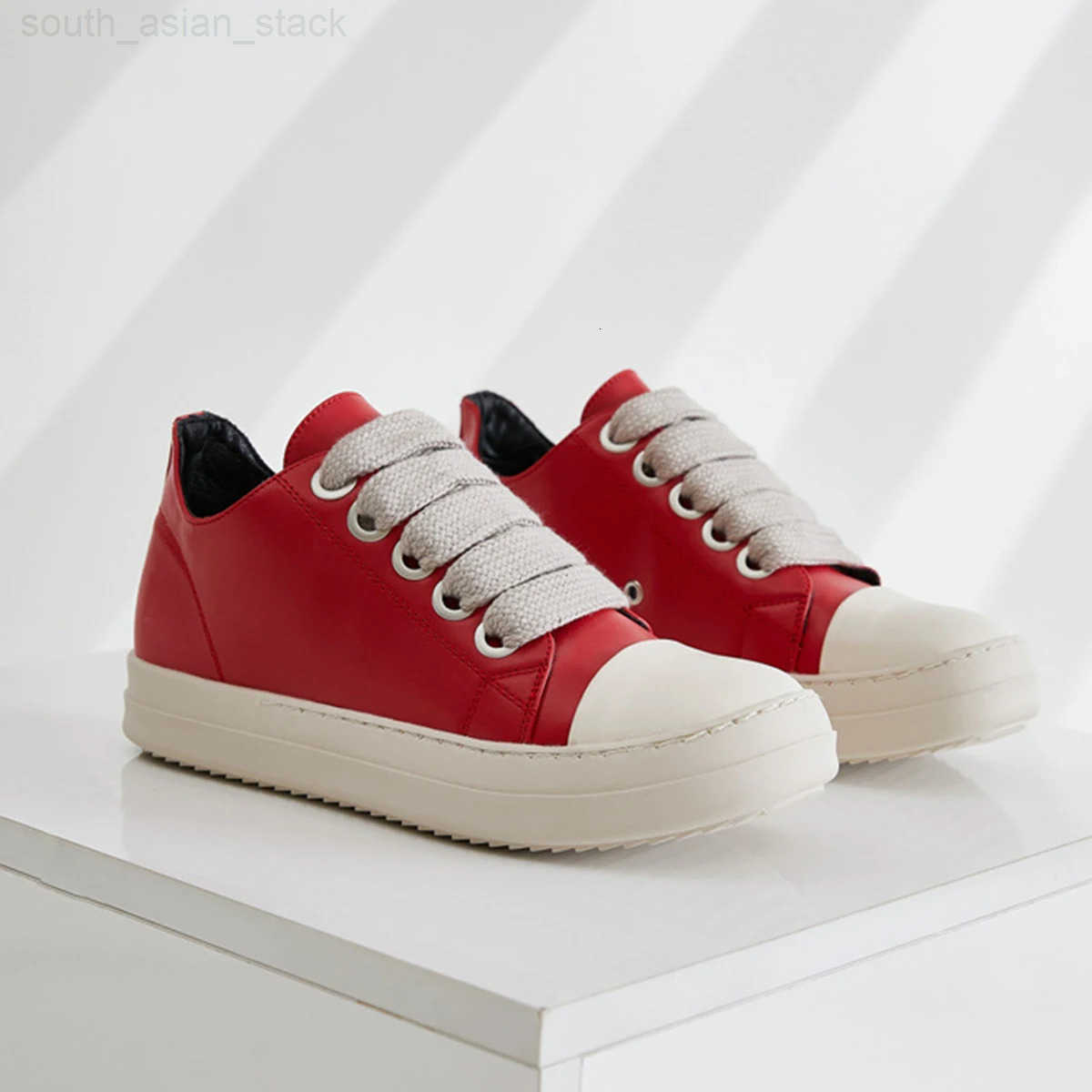 Mens Coarse Shoelaces Low Cut Flat Bottom Casual Shoes Minimalist College Style Sports Shoes H251216