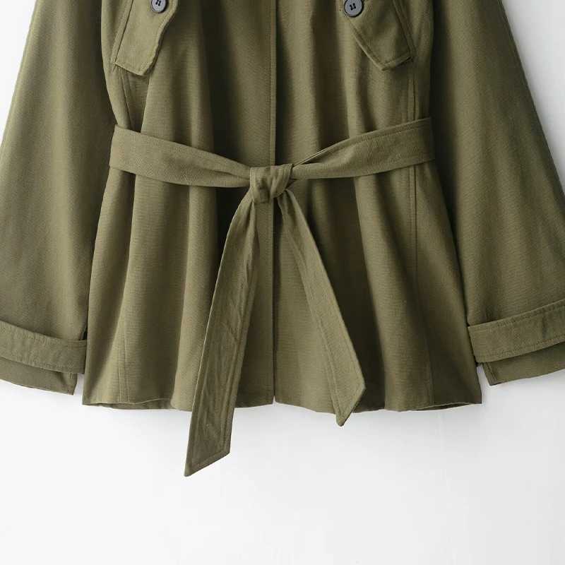 Willshela Women Fashion With Belt Green Hidden Breasted Trench Jacket Vintage High Neck Long Sleeves Female Chic Lady OutfitsT251216