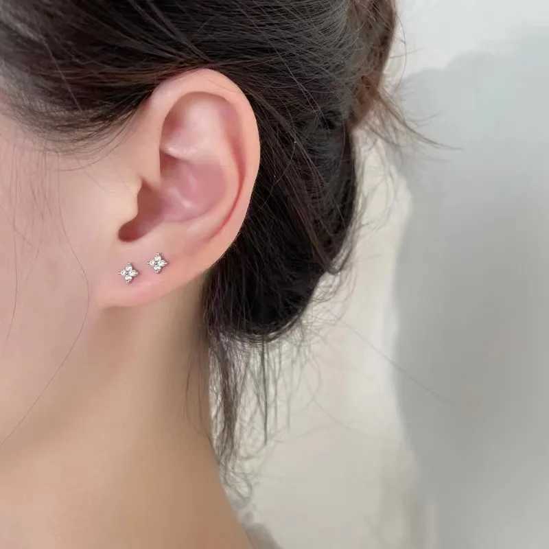 Dainty Flower StainlESS Steel Butterfly Stud Earrings for Women Cartilage Ear Ring Cute Zircon Gold Color Jewelry G251216