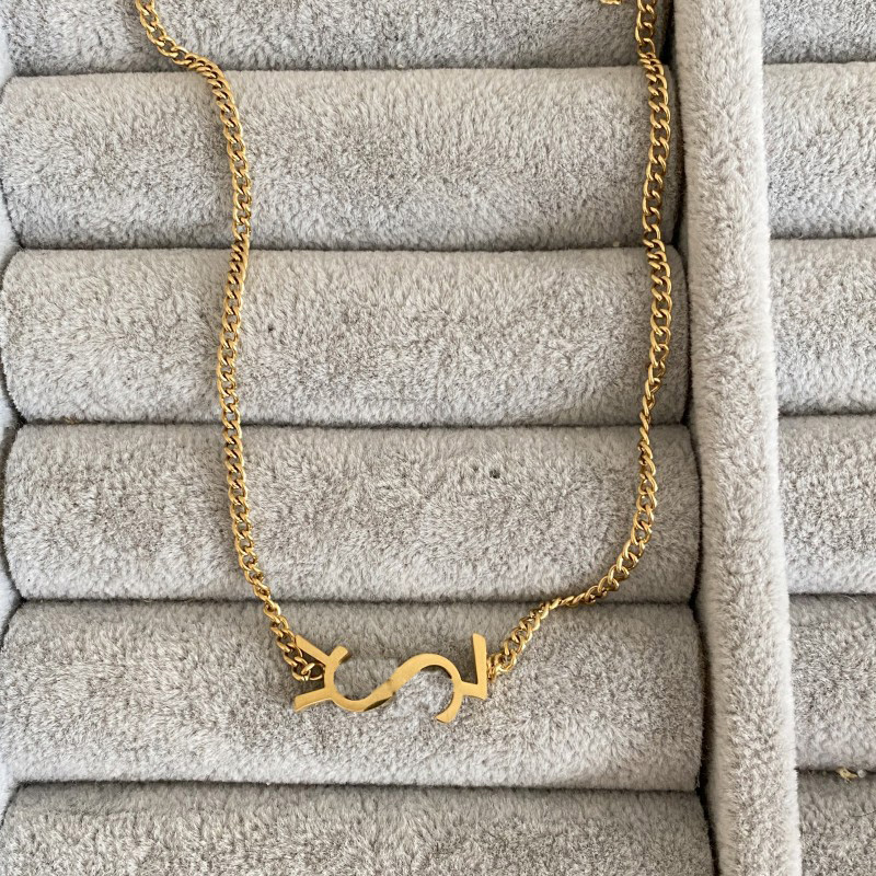 Top Quality Women Designer Earrings Necklace Stainless Steel Trendy Style Gold Silver Rose Colors Sets Heart Letter Love Pendant Fashion Jewelry Wholesale