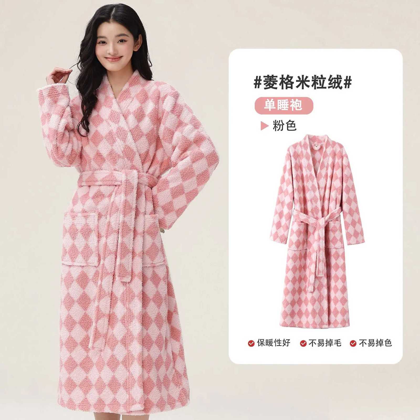 Female Autumn and Winter Warm Long Coral Velvet Thick Couple Bath Bathrobes Men Women Pajamas Shower Robe Bath Towels For Adults C251216