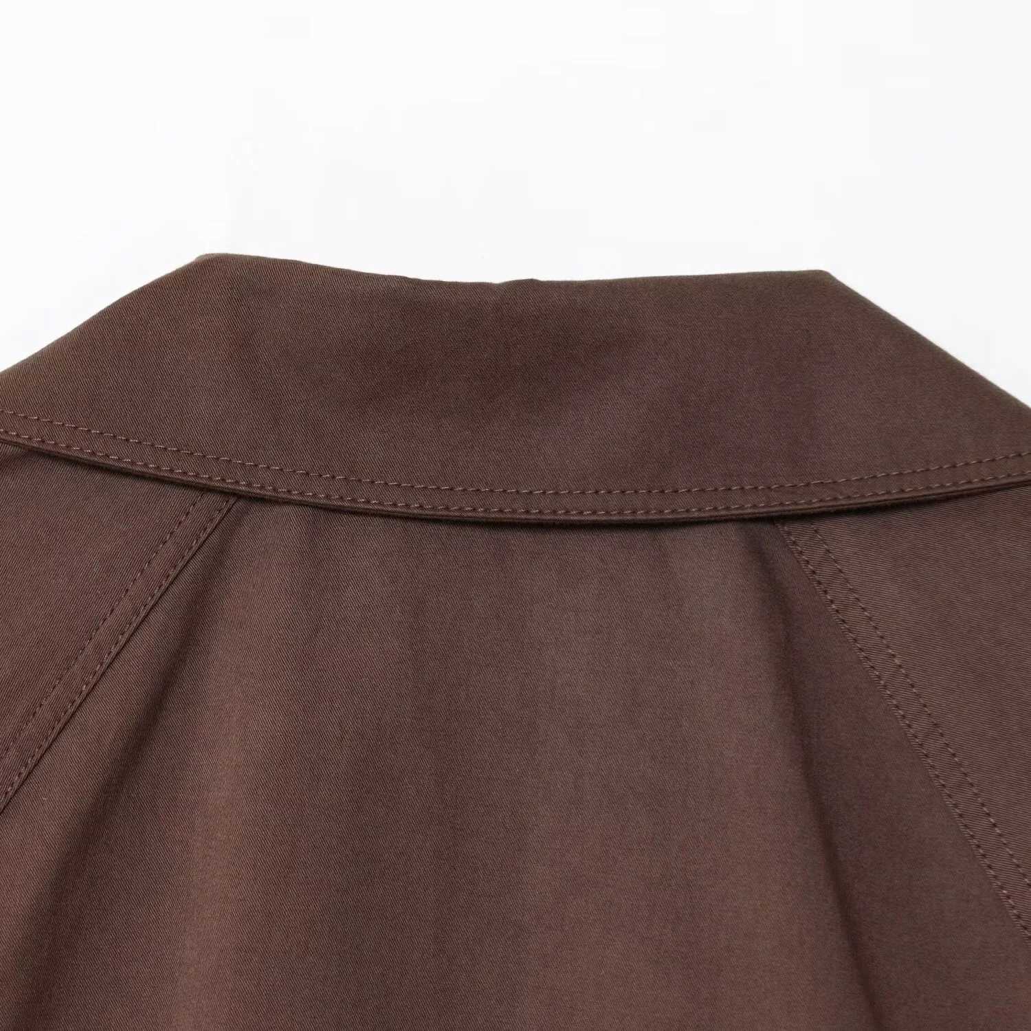 Autumn Womens Short Trench Coat Deep Brown Turn Down Collar Lace up Jacket Korean Style Lady Outerwear CoatT251216