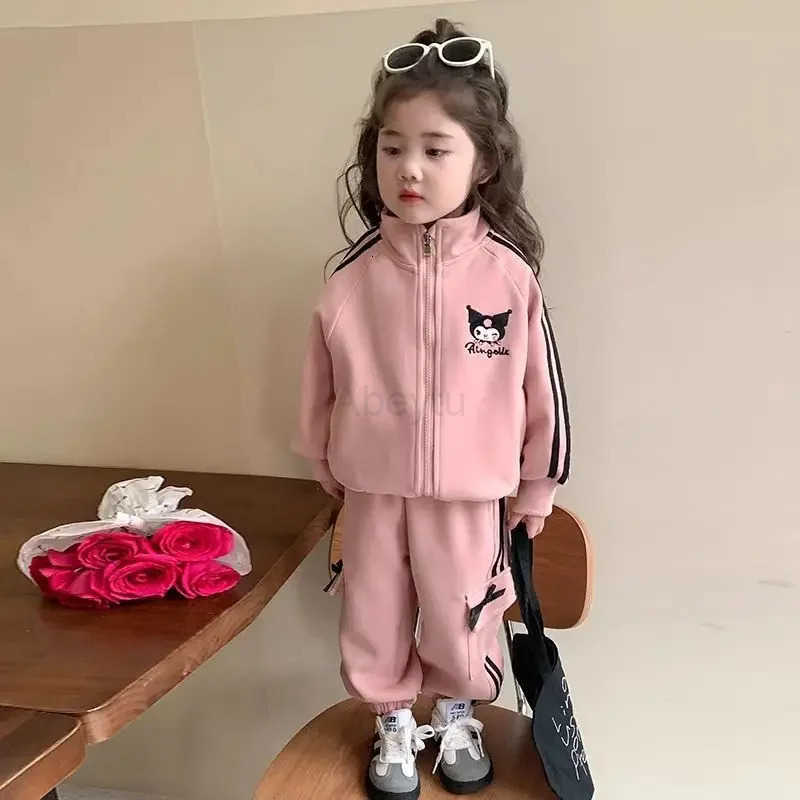 Sanrio Kawaii Children Cute Cartoon Sportswear Comfortable Kuromi Trousers Jacket Student Suit Christmas Birthday Gift for Girls H251216