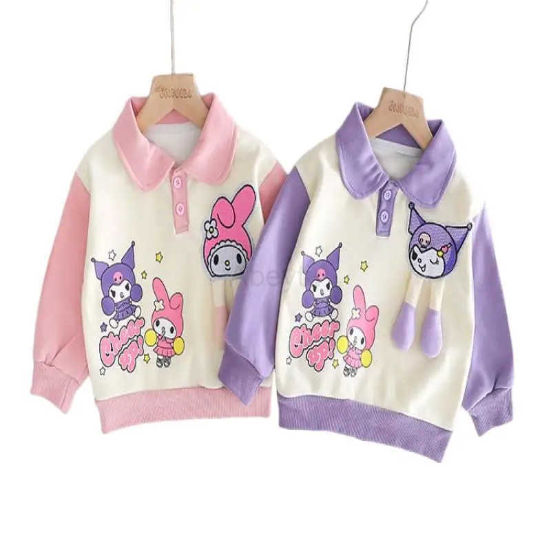 Sanrio Hello Kitty SweatshirtSet Girls Kawaii Y2K Anime Childrens Clothing Casual Athleisure Warm Winter Oversized Kpop Pants H251216