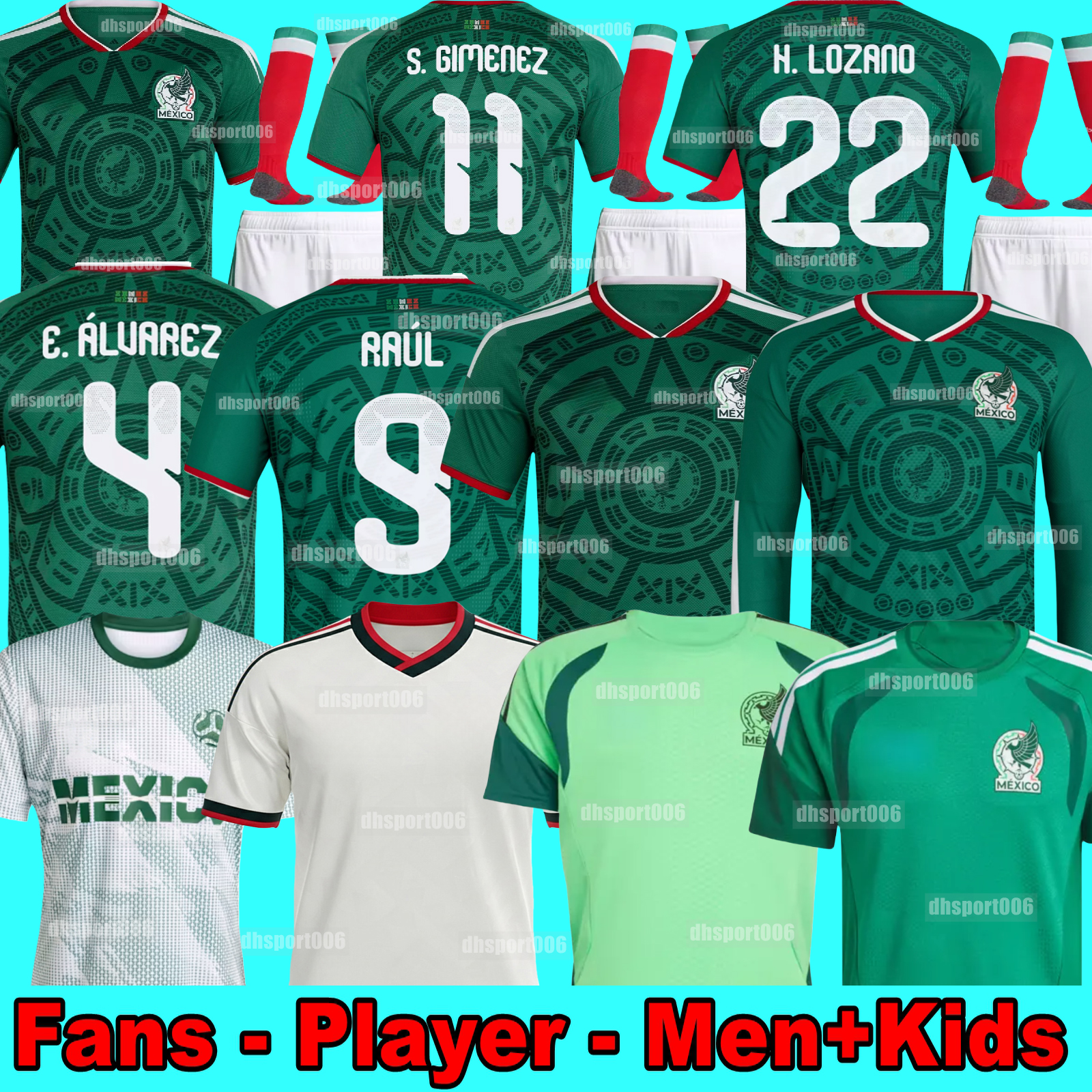 S-4XL Green Mexico jersey 2026 World Cup Home away Kit soccer jerseys A. VEGA C. HUERTA L. ROMO RAUL football shirts men kids kit set Third goalkeeper training uniform women