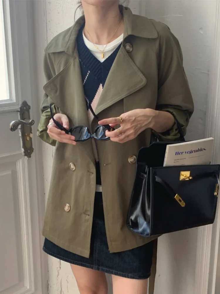 Spring/Autumn New Korean Fashion Waist Slimming Lace Up Jacket for Women Double Breasted Mid Length Trench Coat Women ClothingT251216