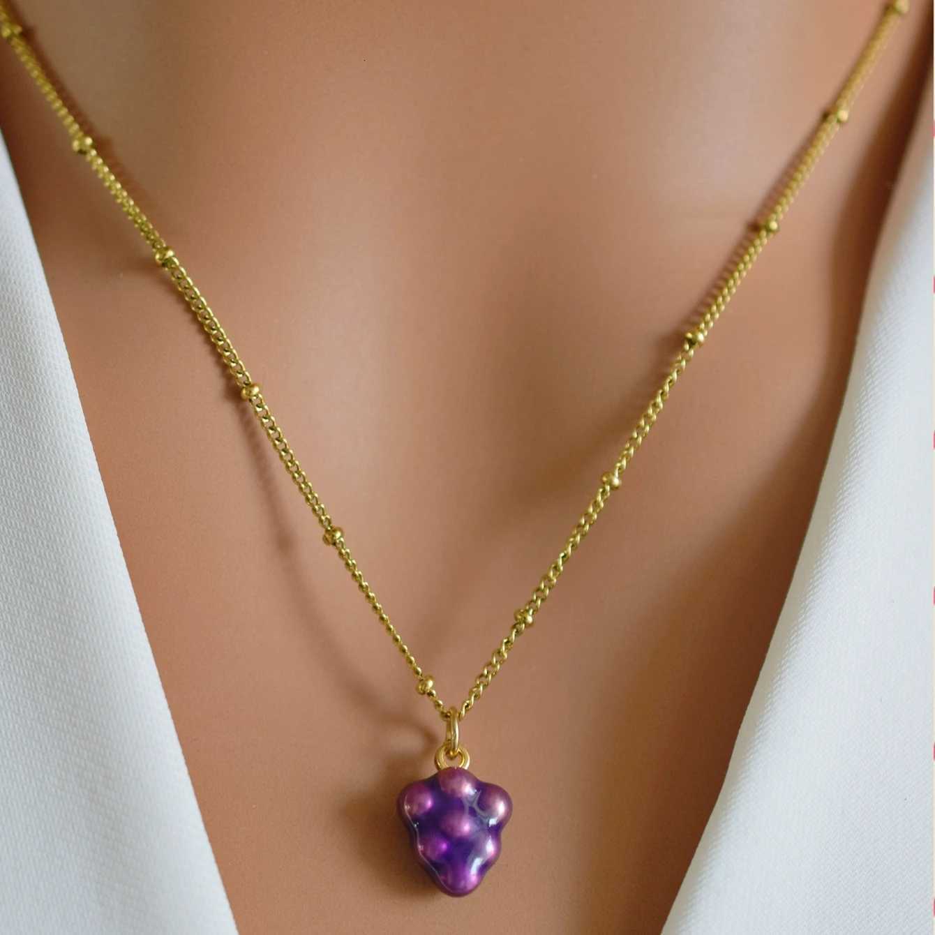 Hot Selling Drop Oil Gold Plated Fruit Pendant Personalized Design Watermelon Strawberry Necklace M251216