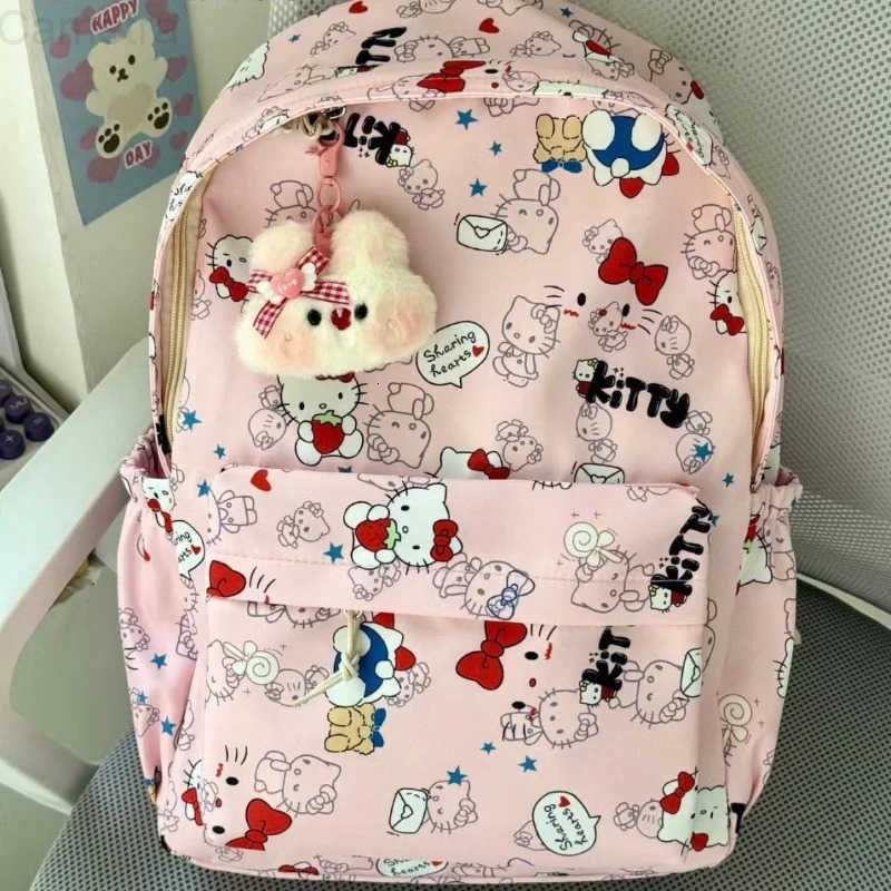 Sanrio Fashion High Quality Lightweight Large Capacity Backpack Student Cartoon Hello Kitty Versatile Backpack H251216
