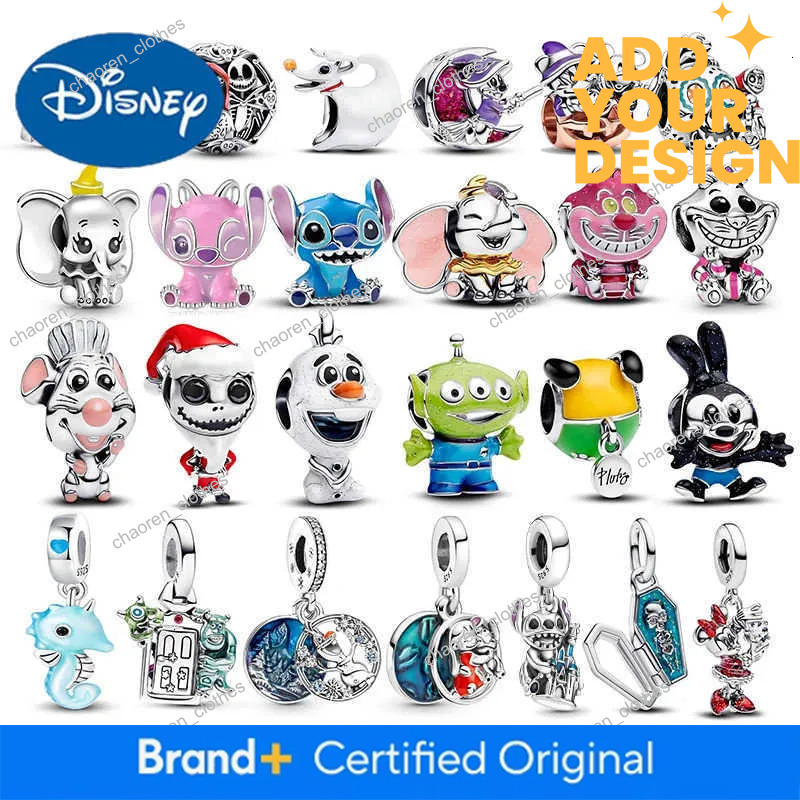 Disney custom NEW in 925 silver charm Cheshire Cat Stitch Charm beadOriginal Women Bracelet Necklace Pendant Halloween Jewelry Gift H251011
