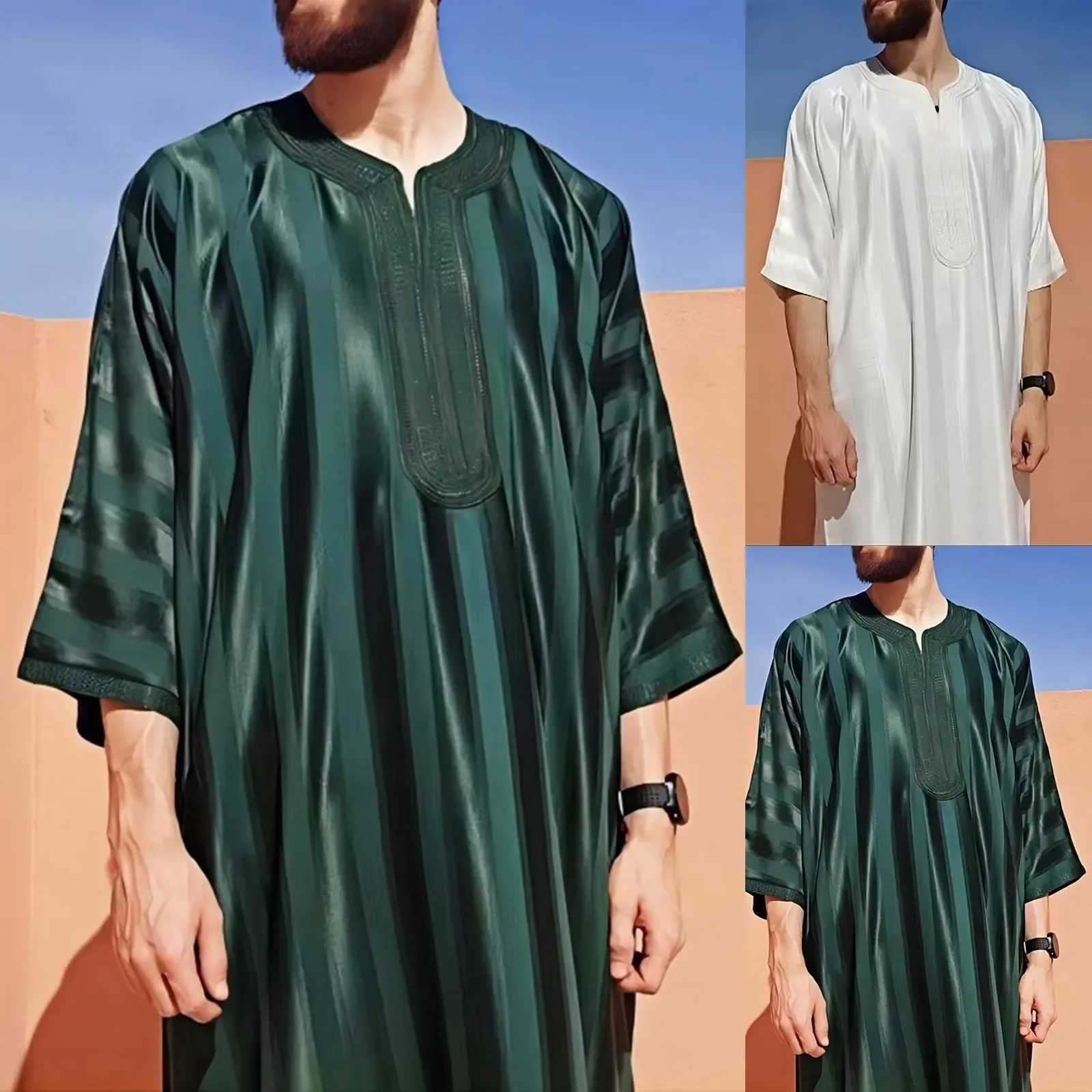 New 2025 Islam Muslim Men Clothing Loose Jubba Thobe Abaya Tenue Musulmane Pour Homme Caftan Islamic Robes Pakistan Arabia Dress W251216