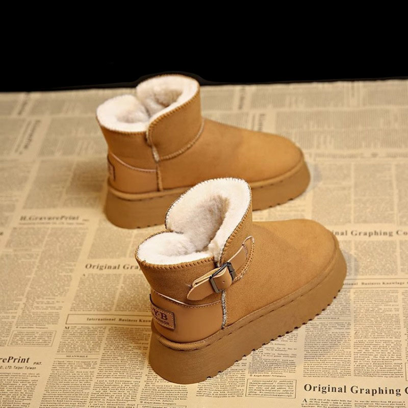 Designer shoes free shipping Winter snow boots women solid color with suede frosted leather retro style