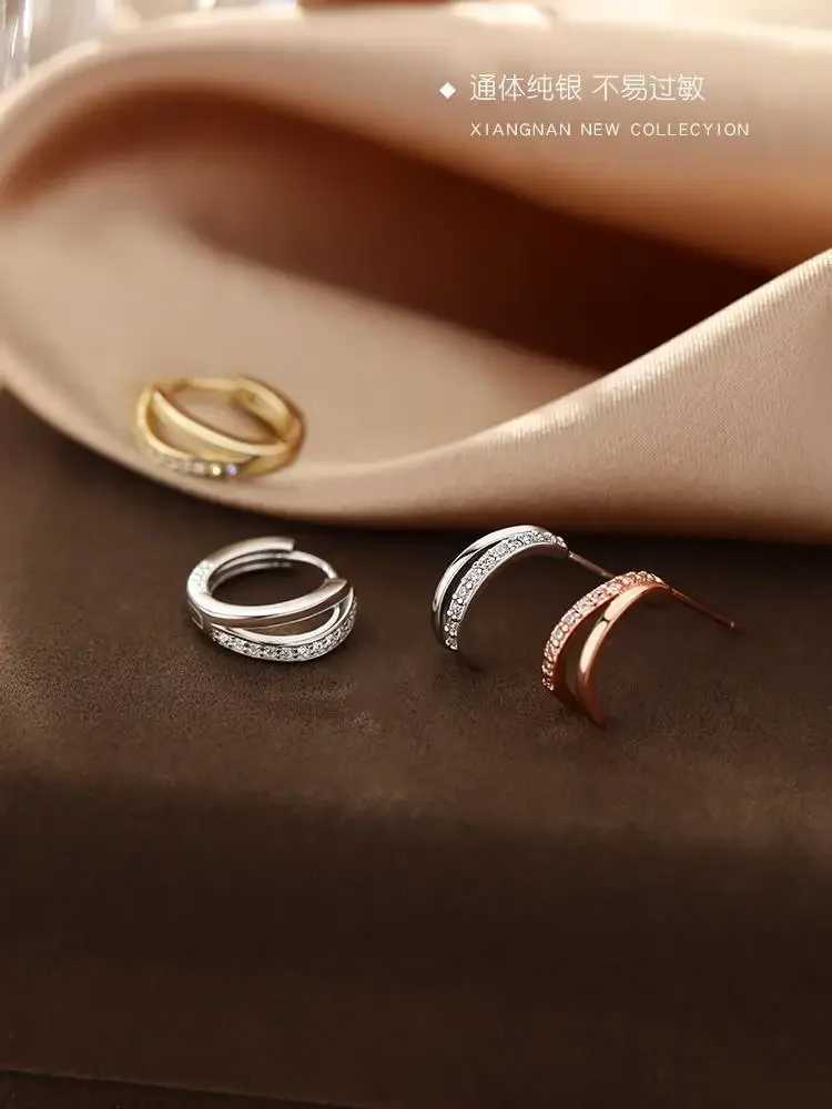 925 Sterling Silver hoop Earrings Temperament Simple Inlaid Zircon for Women Wedding Jewelry Accessories G251216