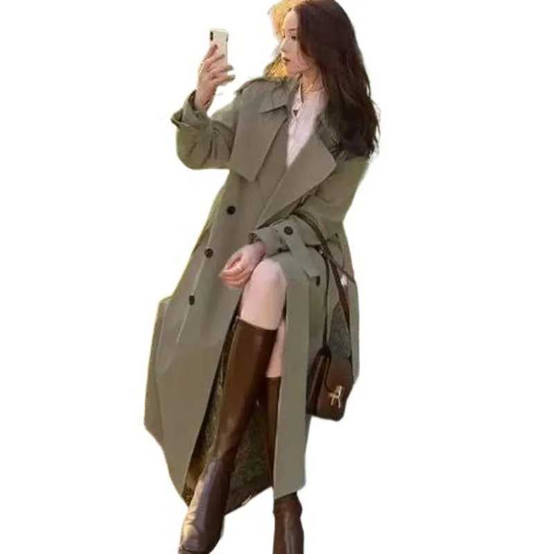 Lined Trench Coat Womens Long Autumn New Womens Clothing Korean Version Jacket British TemperamentT251216