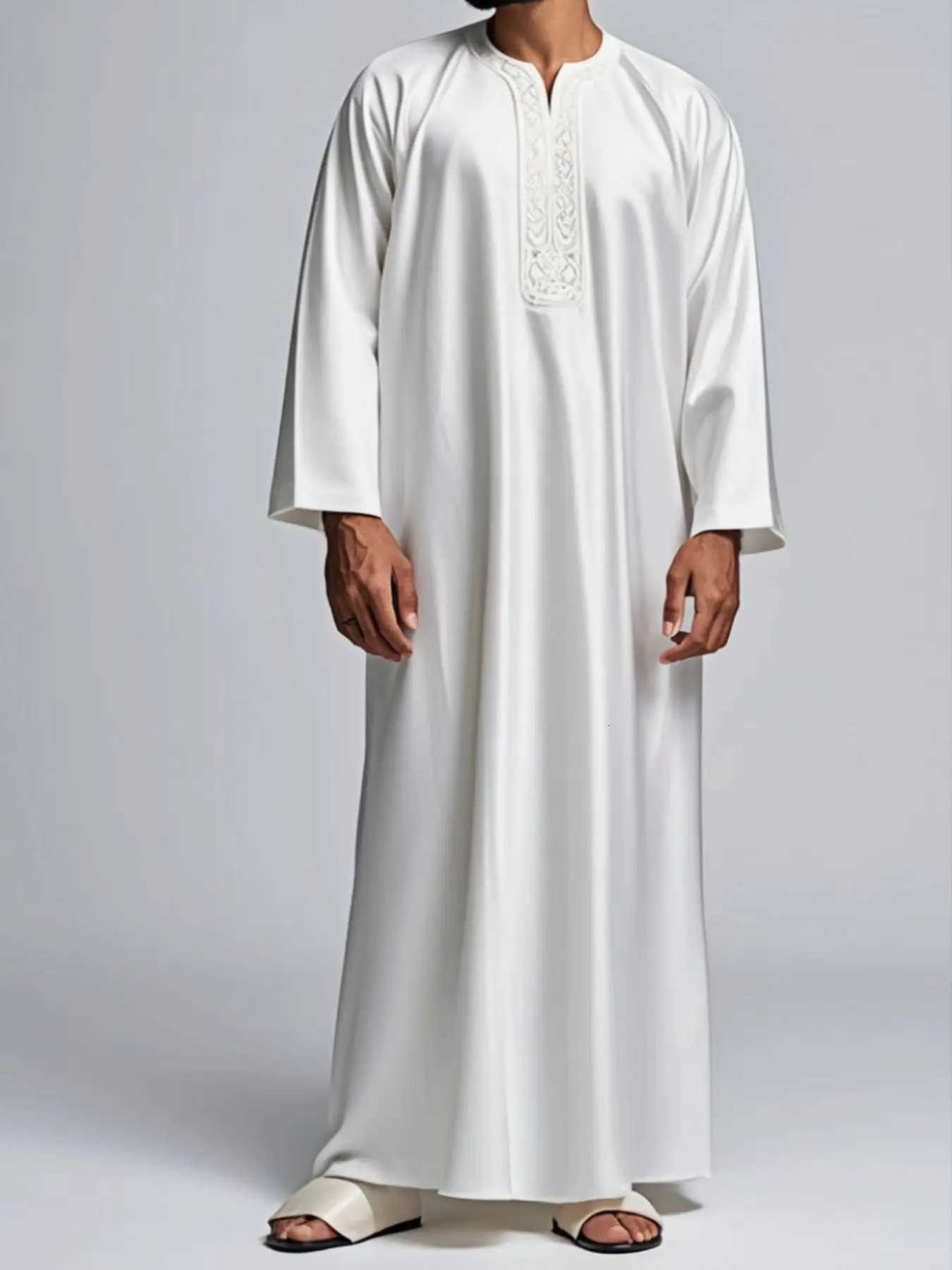 New Qamis Man Four Seasons Lslamic Moroccan Muslim Clothing Business Casual Men 00 Authentic Black Embroidered Robe W251216 - view 7