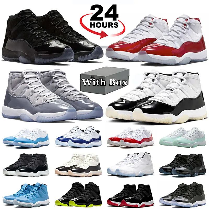 With Box Designer 11 11s gamma blue cherry mid basketball shoes for men women high low Cement Green Snakeskin Bred Rose Gold Space Jam womens mens trainers