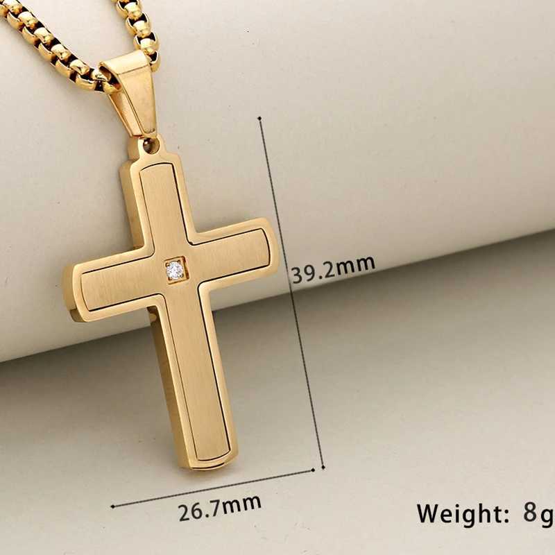 Men Necklace Stainless Steel Pendant with DrillSimple Fashion Stainless Steel Cross Pendant Necklace M251216